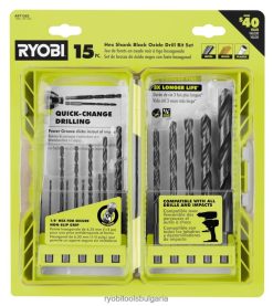 аксесоари бг RYOBI 15 бр. свредла от черен оксид с шестостенна дръжка 6HNVZ2784
