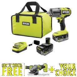 електрически инструменти бг RYOBI 18v one+ hp безчетков 4-режимен 1/2 комплект ударни ключове с висок въртящ момент с безплатен 18v one+ hp безчетков 4-1/2 ъглошлайф/инструмент за рязане и безплатен и